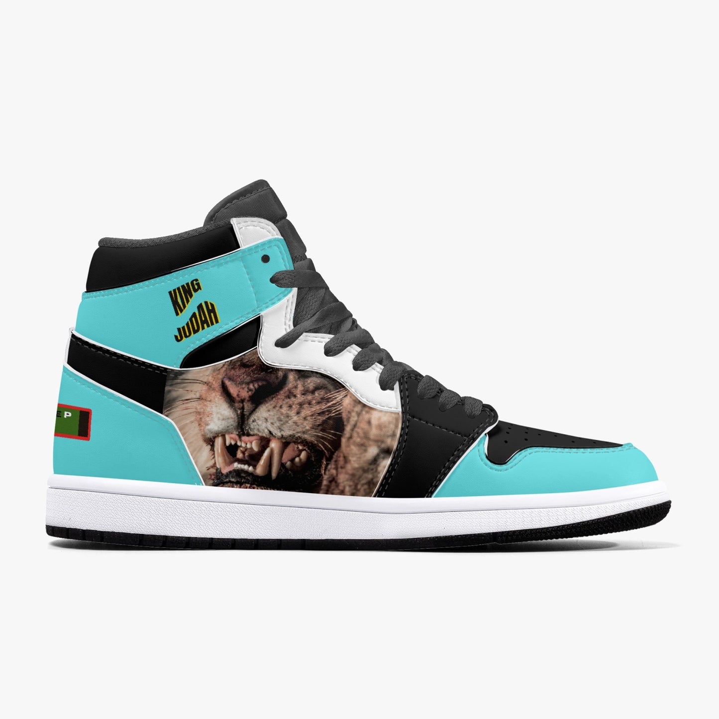 King Judah High-Top Leather Sneakers - Turquoise