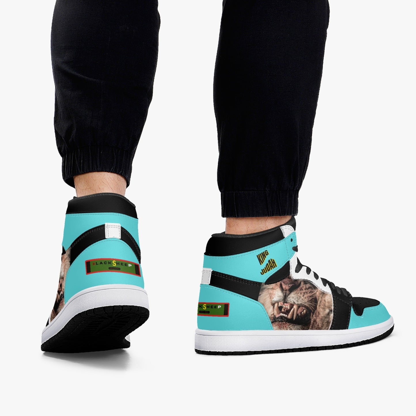 King Judah High-Top Leather Sneakers - Turquoise