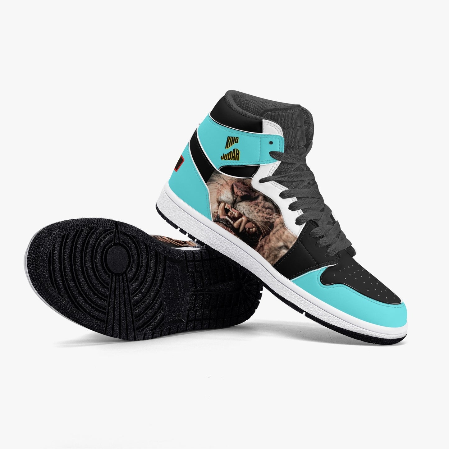 King Judah High-Top Leather Sneakers - Turquoise