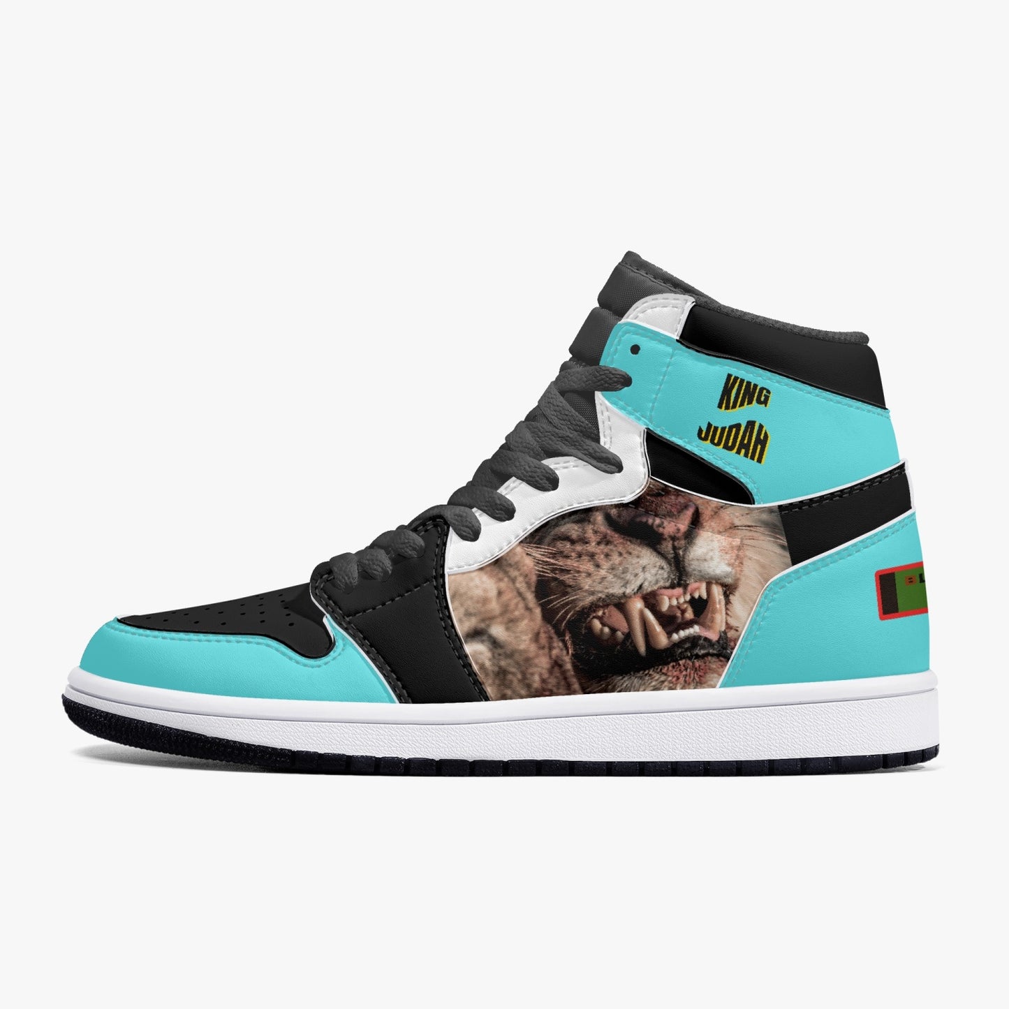 King Judah High-Top Leather Sneakers - Turquoise