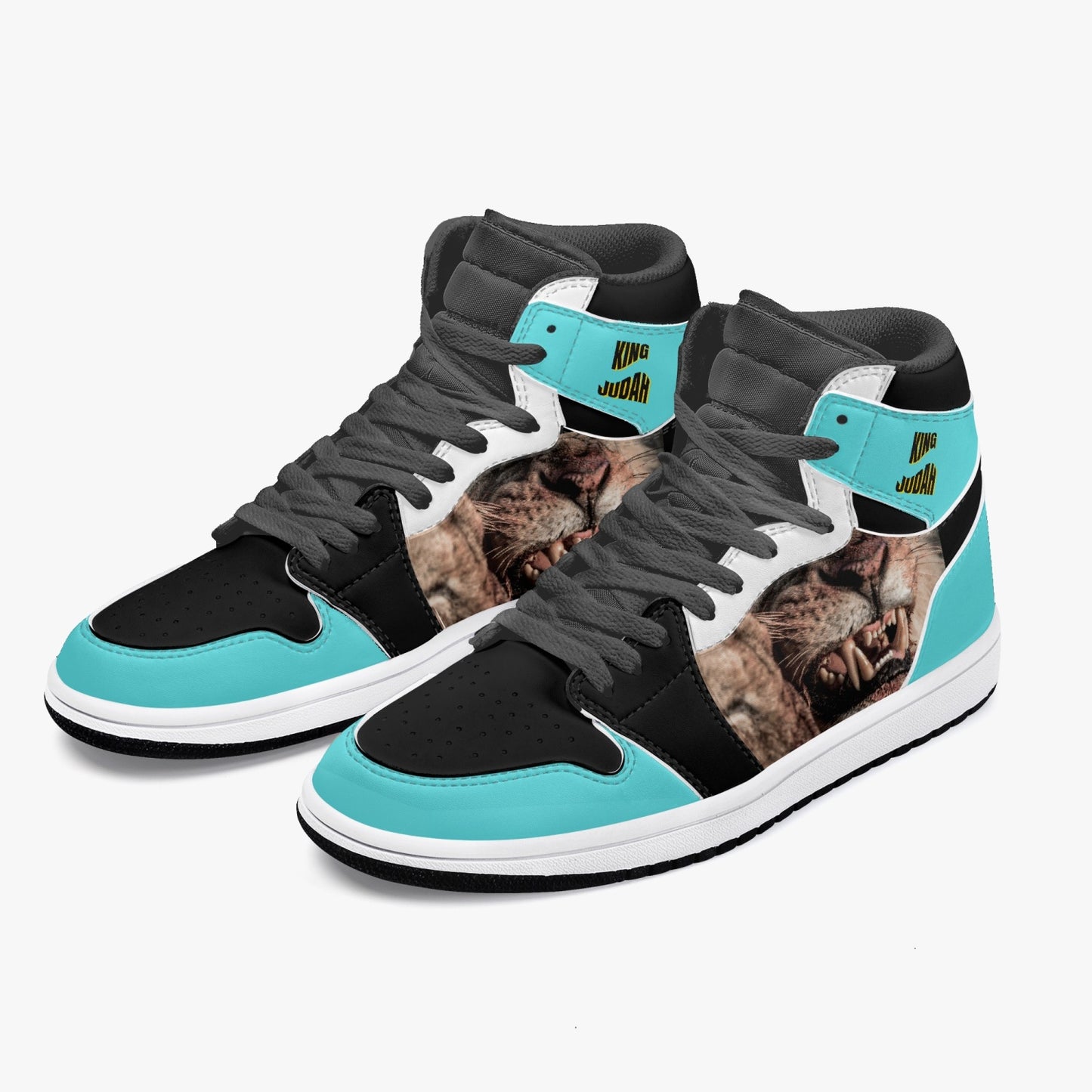 King Judah High-Top Leather Sneakers - Turquoise