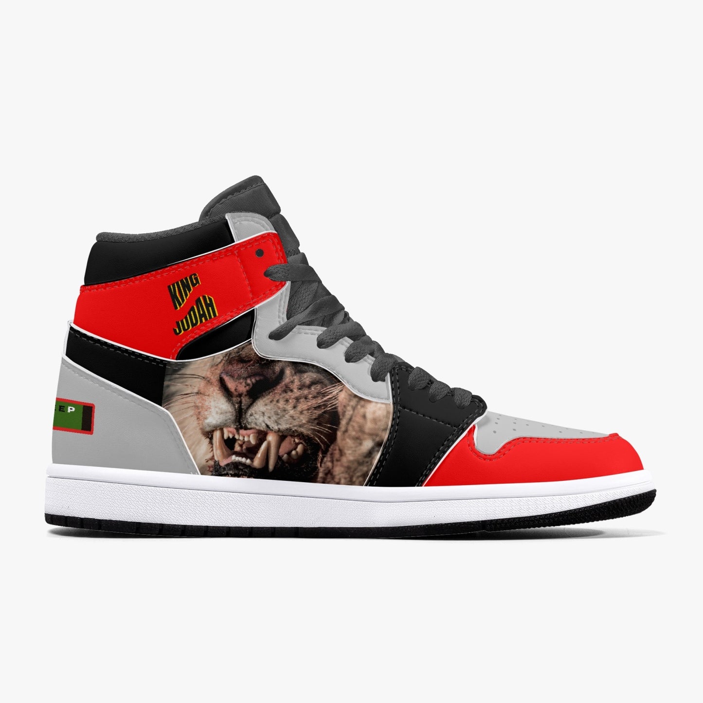King Judah High-Top Leather Sneakers - Red/Grey