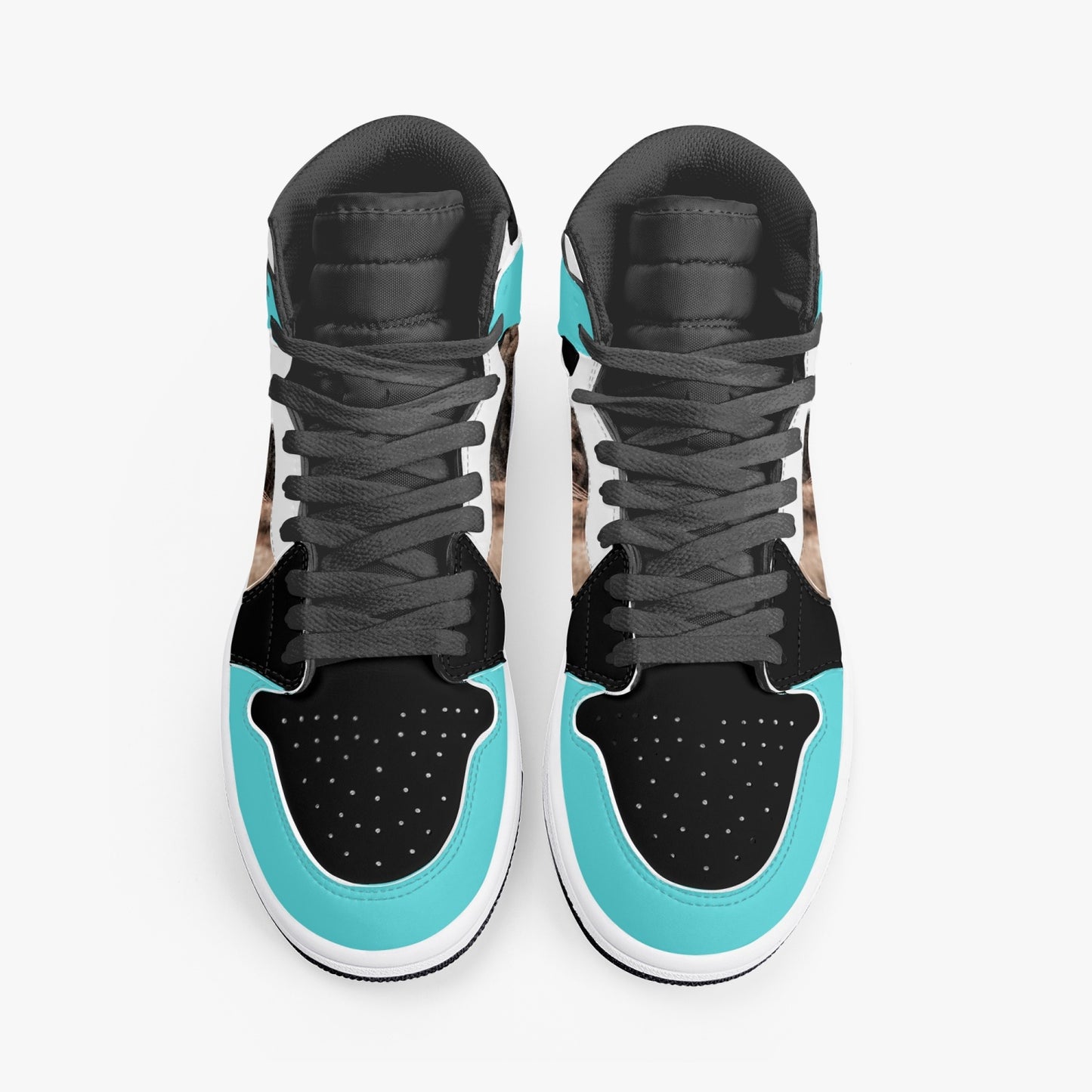 King Judah High-Top Leather Sneakers - Turquoise