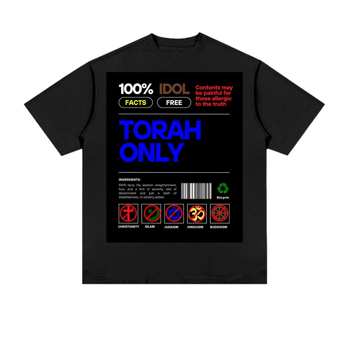 Torah Only Heavyweight T-shirt - Black/White