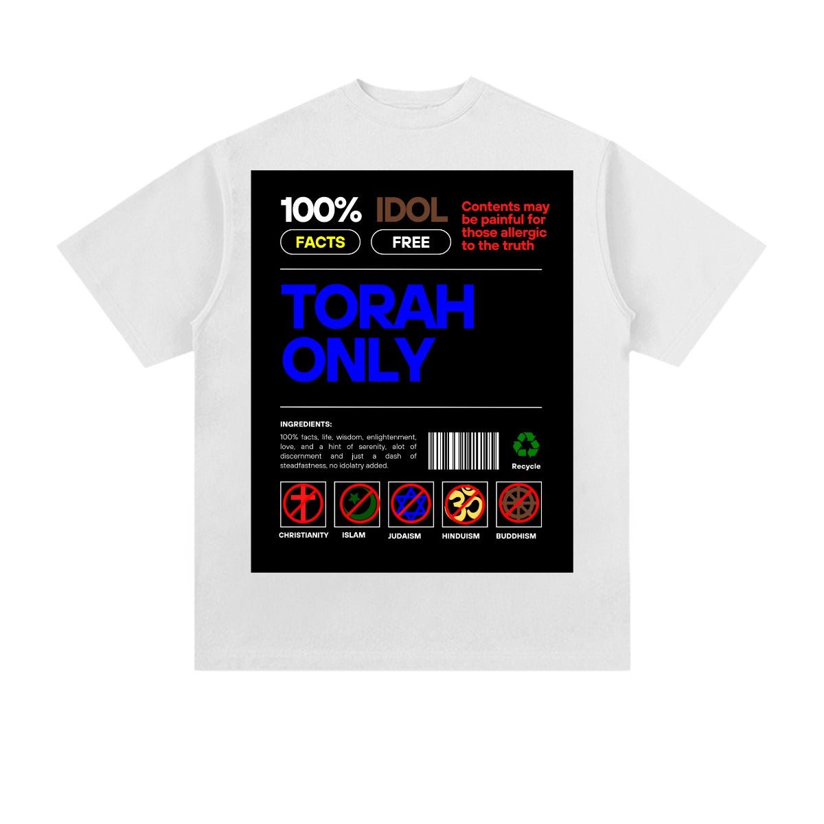 Torah Only Heavyweight T-shirt - Black/White