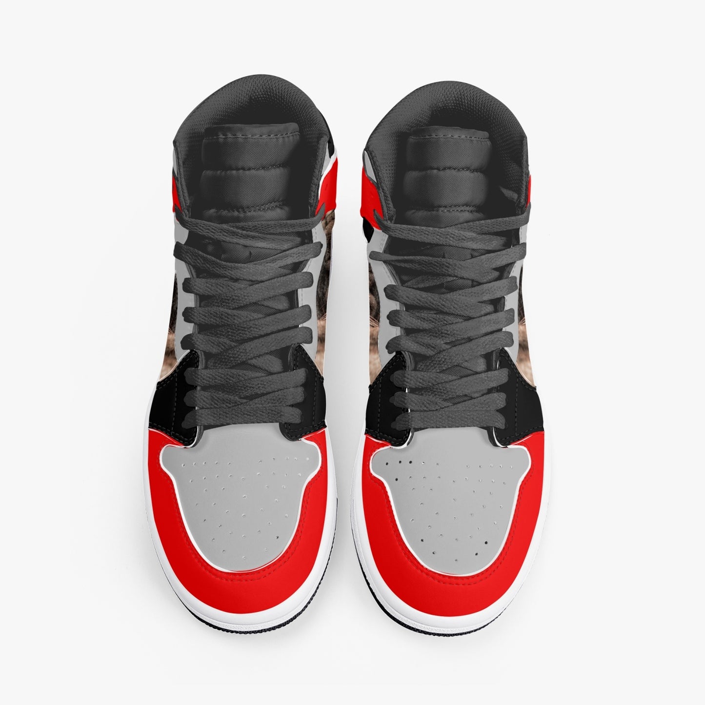 King Judah High-Top Leather Sneakers - Red/Grey